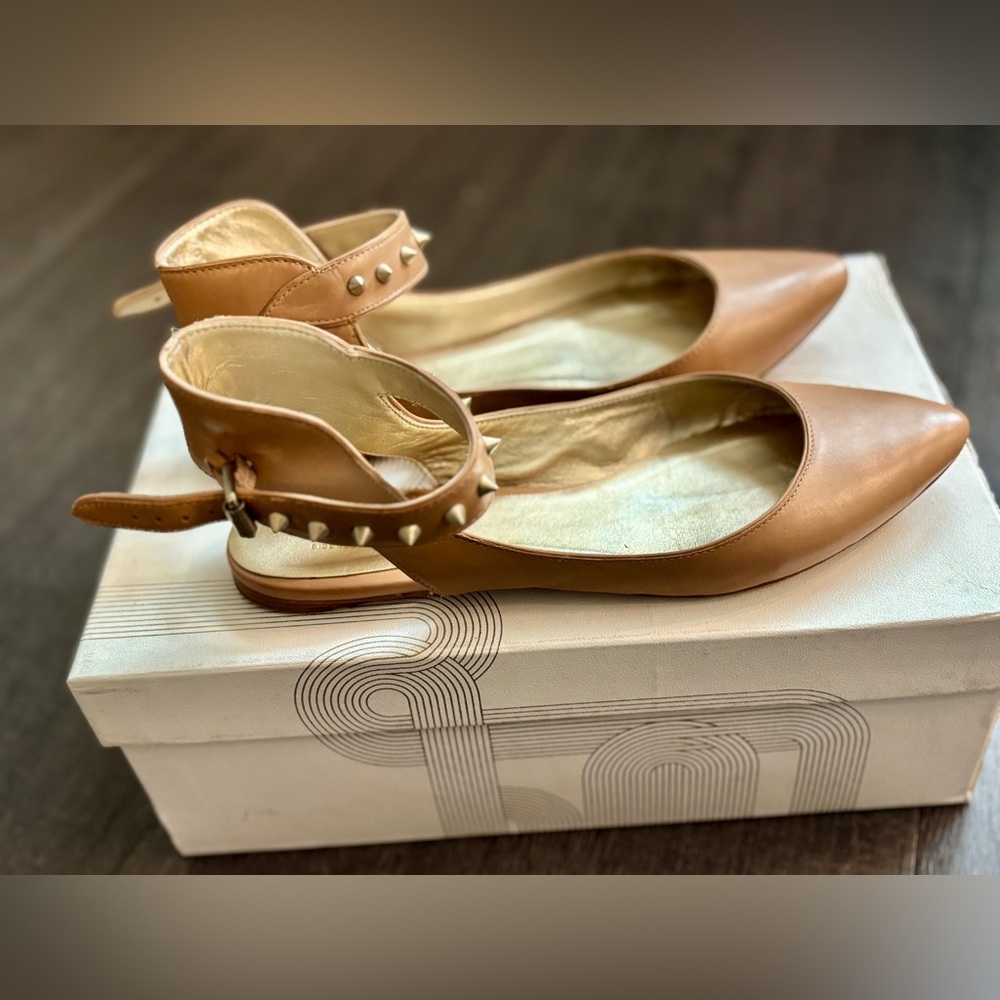 Sigerson Morrison Brown Leather Ankle Strap Flats